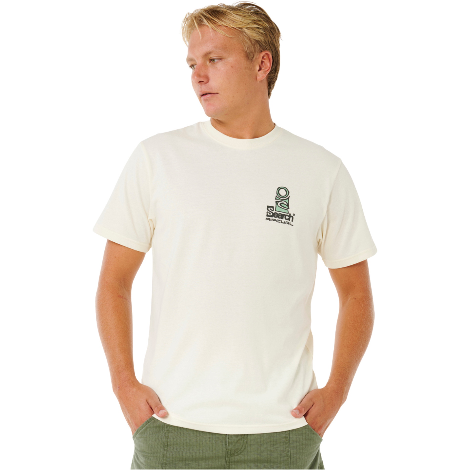 2026 Rip Curl Mens Vaporcool Search Stack Tee 0K5MTE - Bone